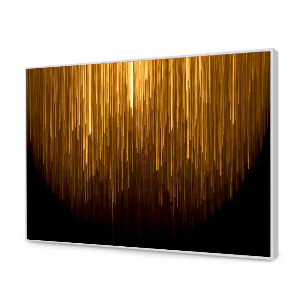 Quadro Decorativo Abstrato Linhas Douradas com Fundo Preto